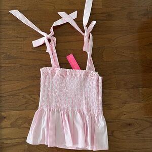 Lilly Pulitzer Pink and White Smocked Top